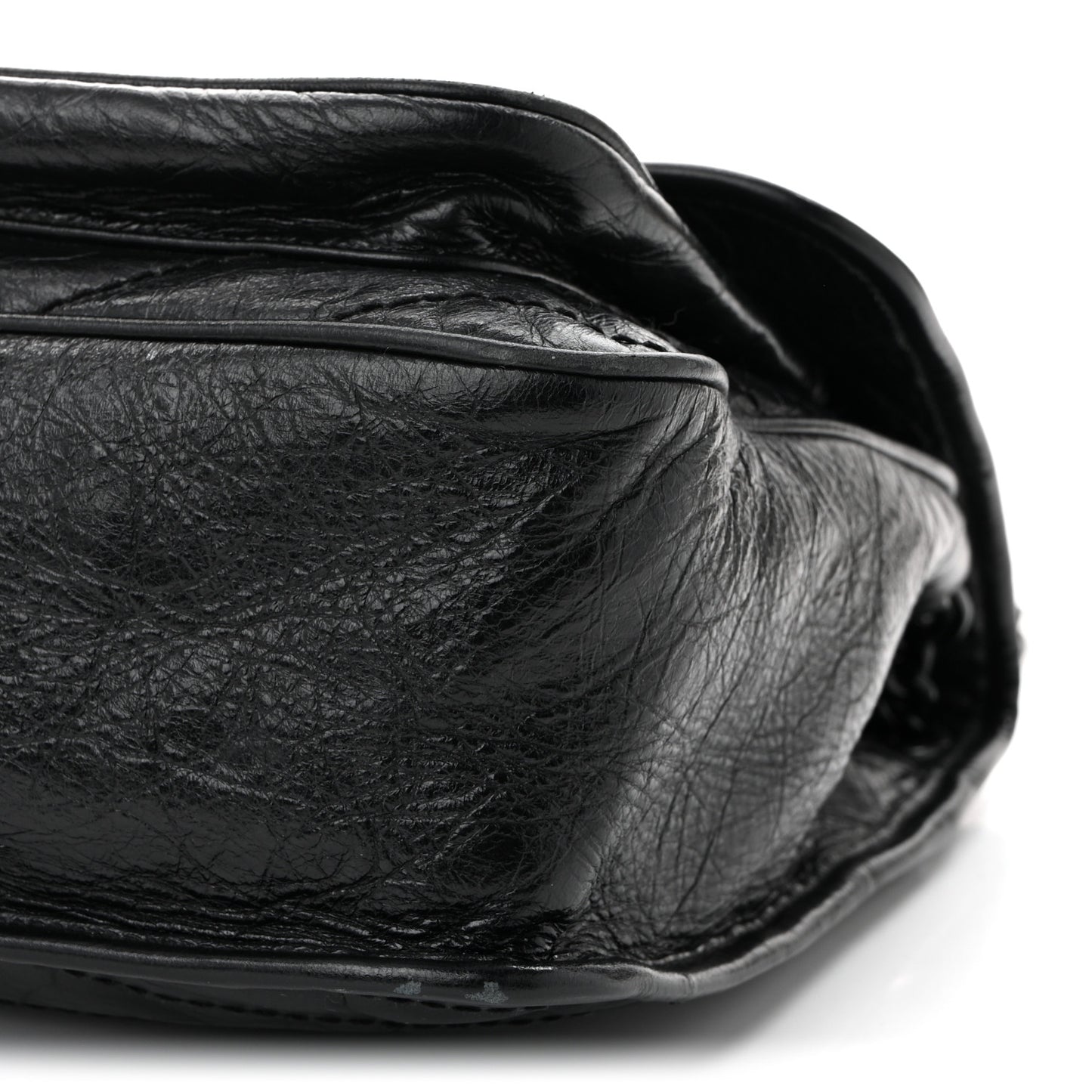 Crinkled Calfskin Matelasse Monogram Medium Niki Chain Satchel Black