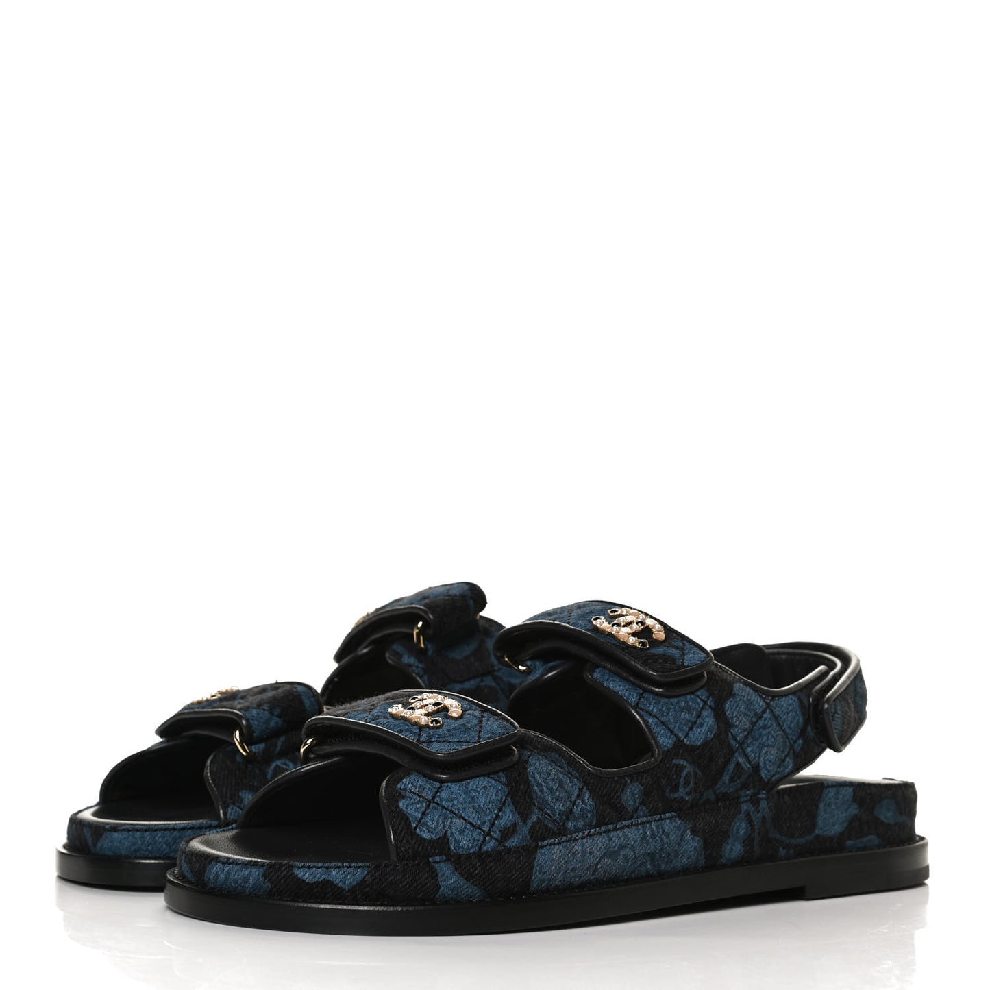 Denim Velcro Dad Sandals 37.5 Dark Grey Blue Black