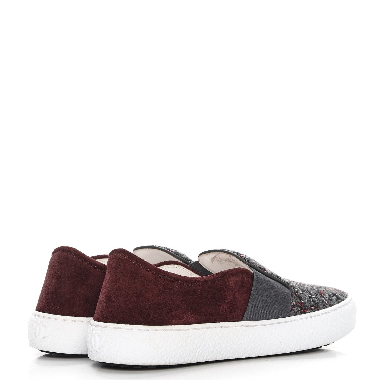 Suede Tweed Sneakers 37.5 Burgundy