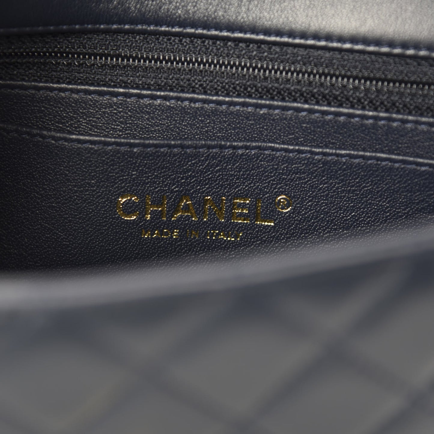Lambskin Quilted Mini Rectangular Flap Dark Blue