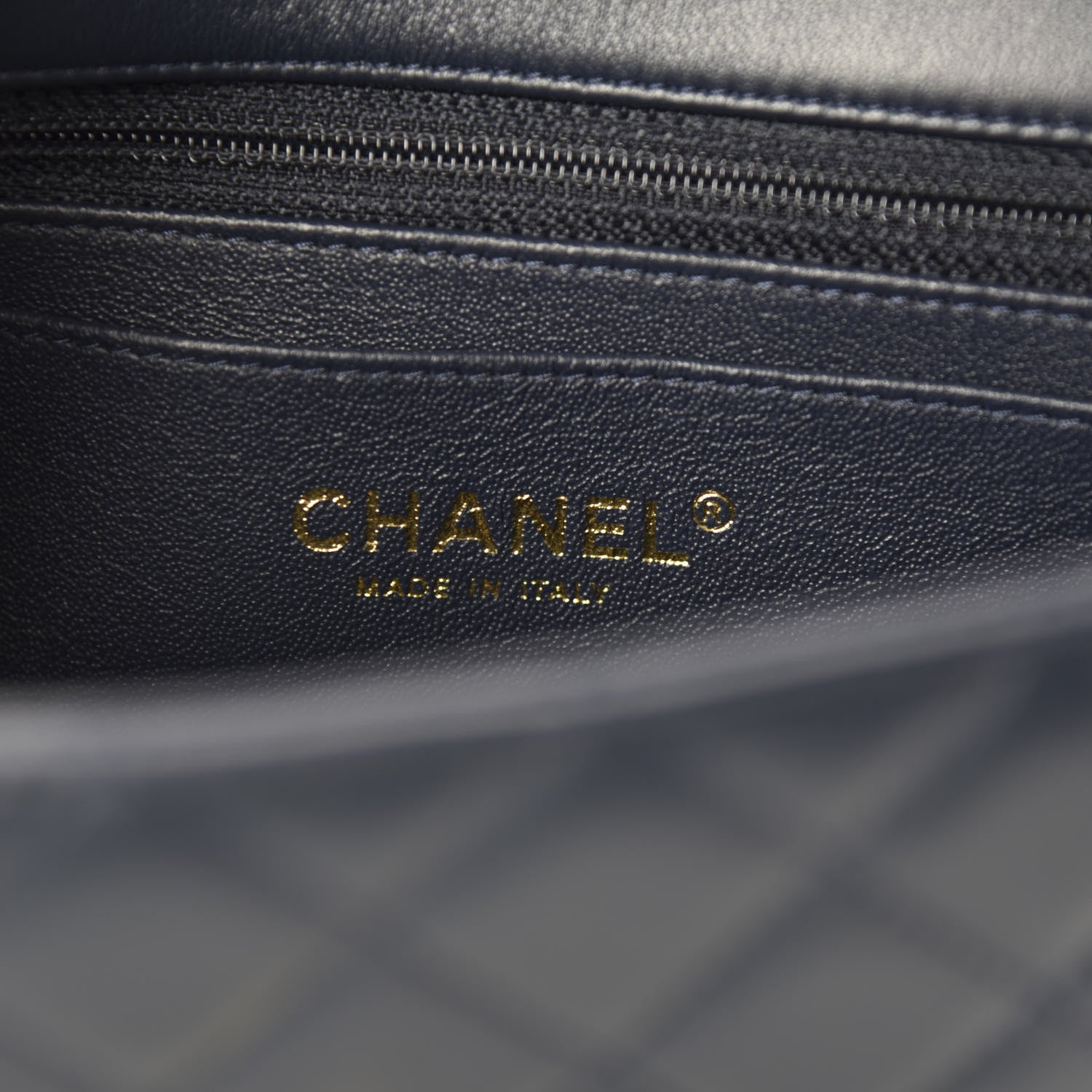 Chanel Lambskin Quilted Mini Rectangular Flap Dark Blue 8 of 10