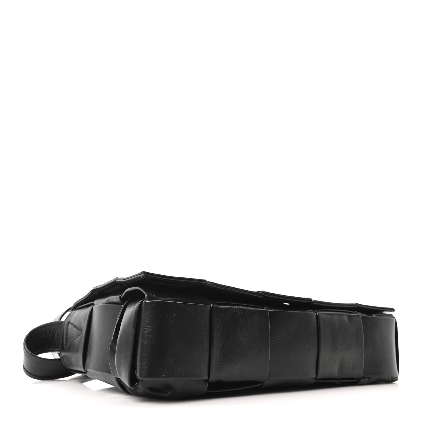 Paper Calfskin Maxi Intreccio Cassette Crossbody Bag Black