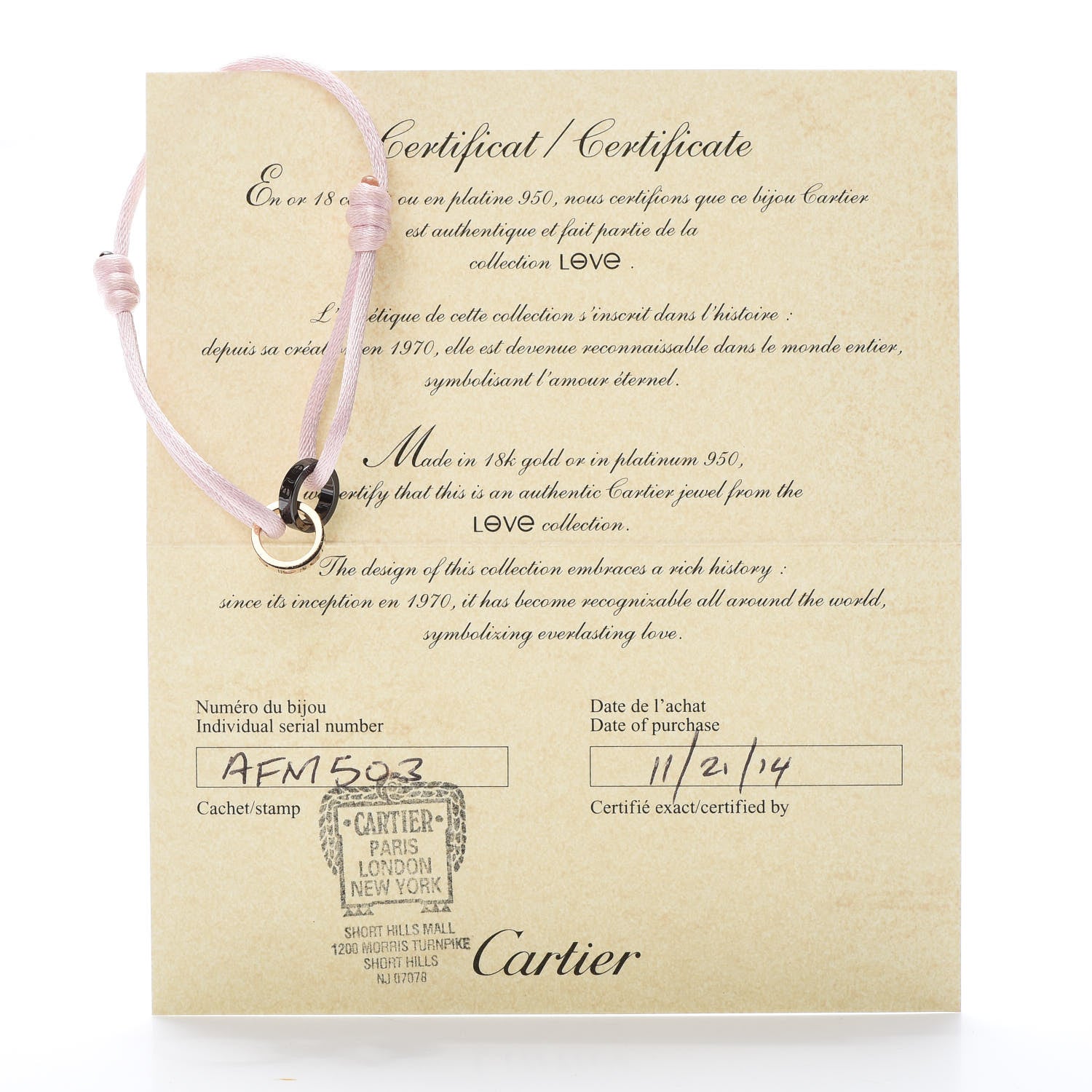 Cartier 18K Pink Gold Ceramic 4 Diamond LOVE Cord Bracelet Pink 5 of 5