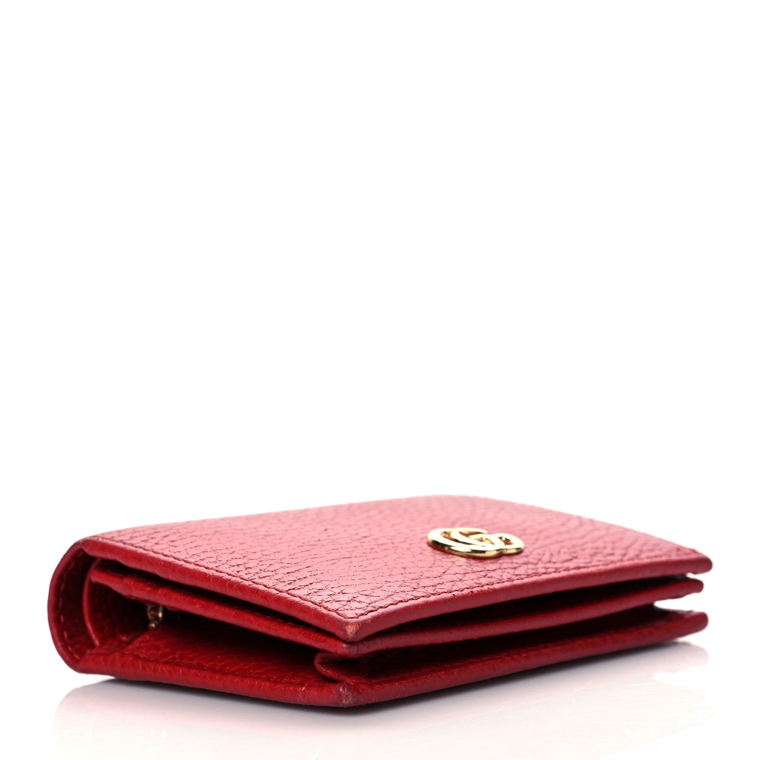 Gucci Pebbled Calfskin GG Marmont Card Case Hibiscus Red 4 of 7