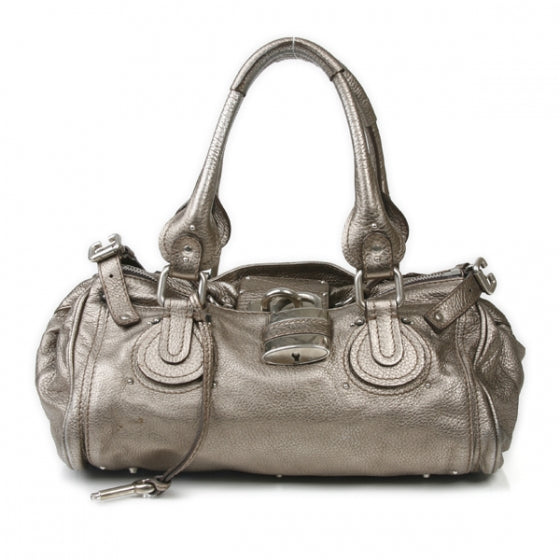 Leather Medium Paddington Satchel Metallic