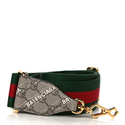 Gucci X BALENCIAGA GG Supreme Monogram Web Logo Print Mini Horsebit 1955 Shoulder Bag Beige Ebony 14 of 15