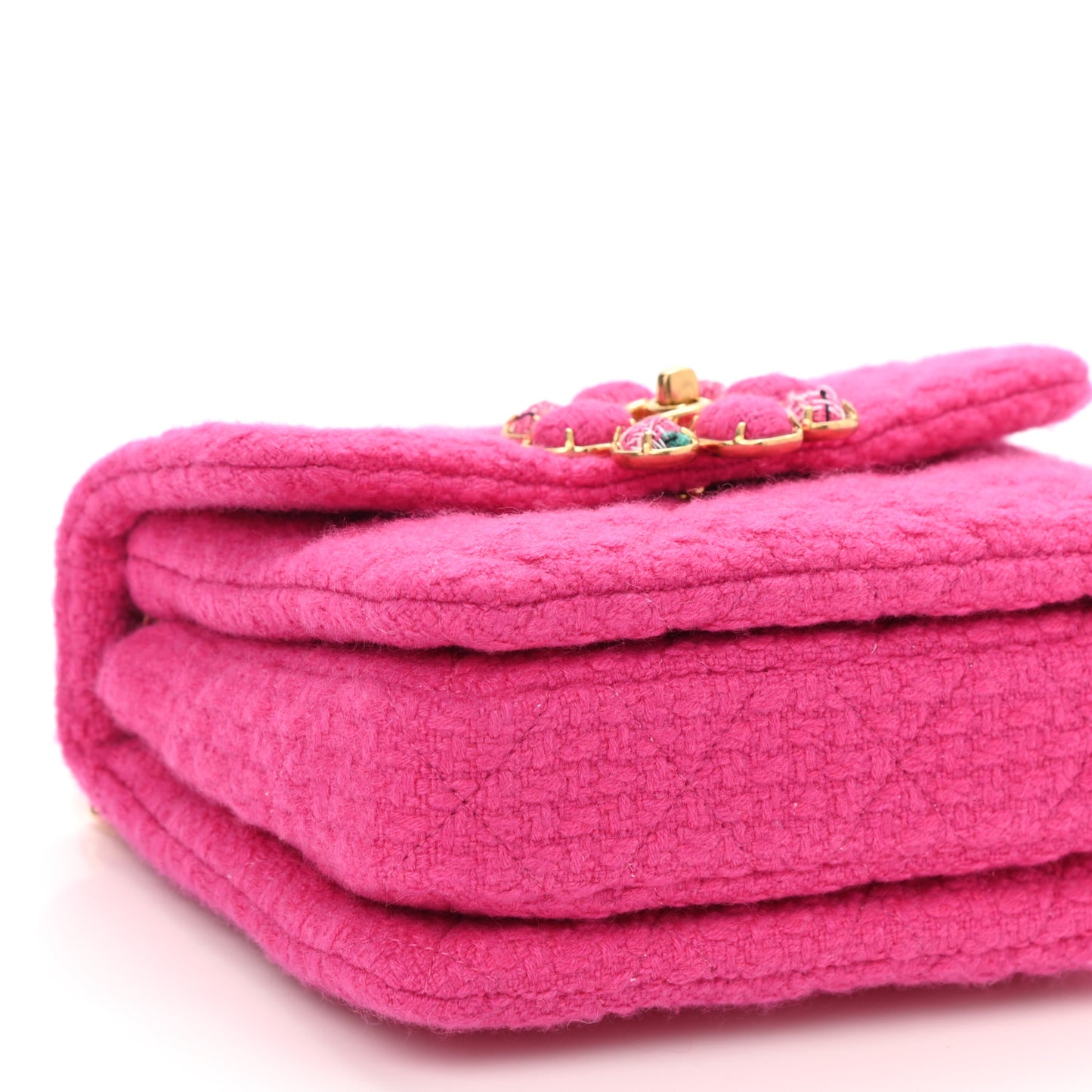 Cashmere Tweed Quilted Mini Bijoux Flap Fuchsia