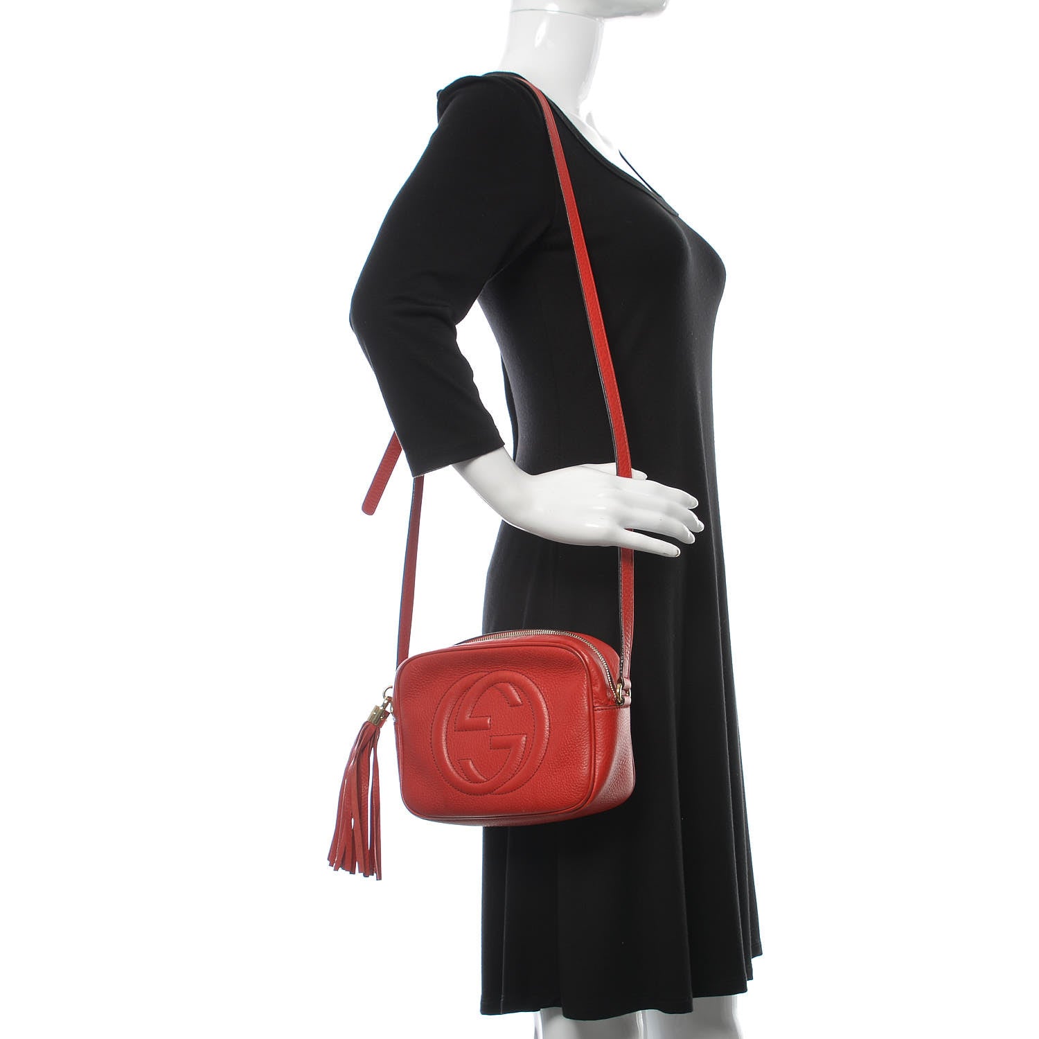 Gucci Pebbled Calfskin Small Soho Disco Bag Tabasco Red 2 of 16
