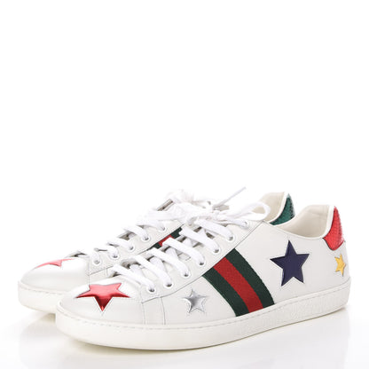 Gucci Calfskin Ayers Web Star Embroidered Ace Sneakers 41 White Multi 3 of 11