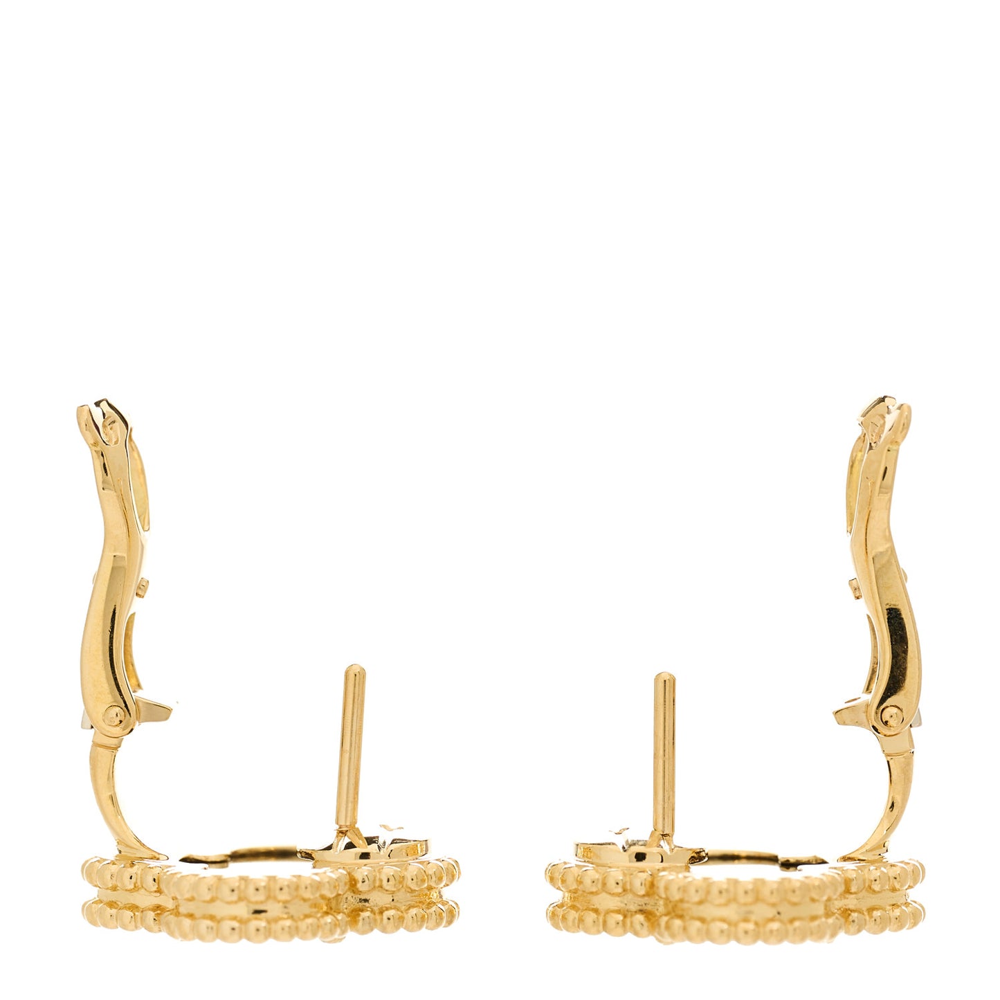 18K Yellow Gold Black Onyx Vintage Alhambra Earrings