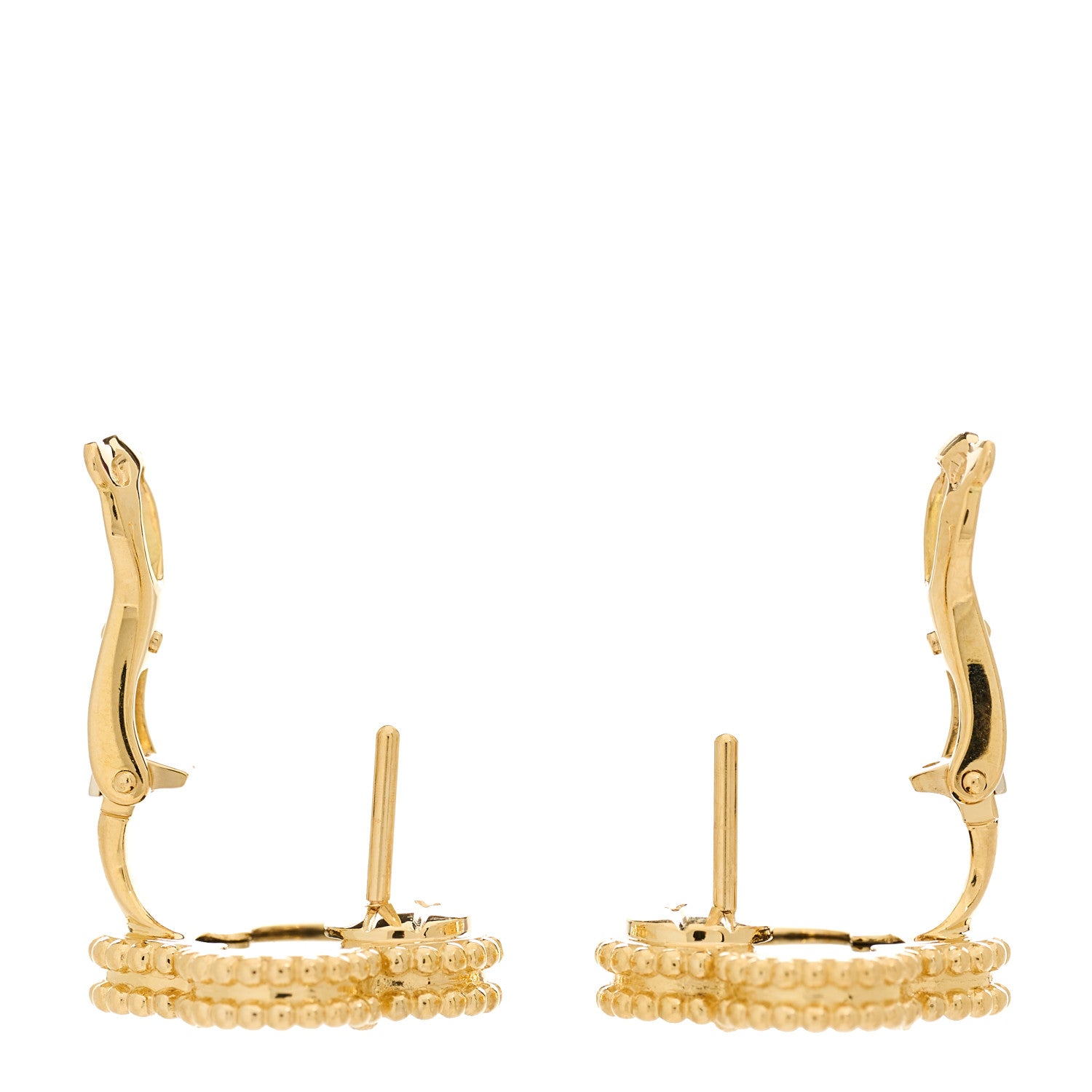 Van Cleef & Arpels 18K Yellow Gold Black Onyx Vintage Alhambra Earrings 3 of 5