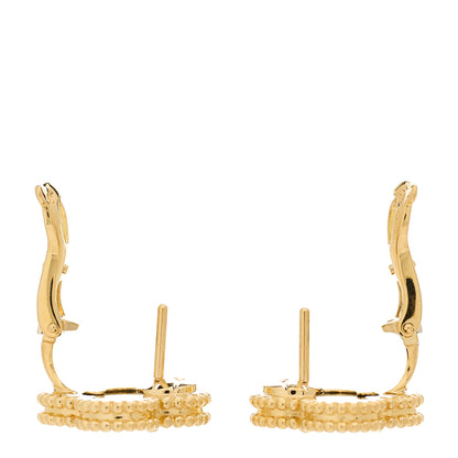 Van Cleef & Arpels 18K Yellow Gold Black Onyx Vintage Alhambra Earrings 3 of 5