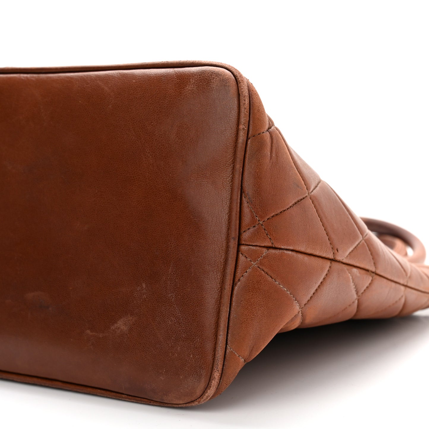 Lambskin Quilted Medallion Tote Brown