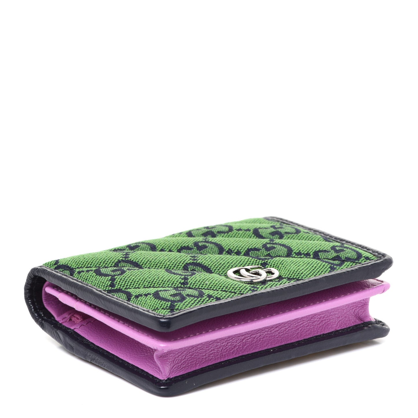 Monogram Multicolor Matelasse Diagonal GG Marmont Card Case Wallet Green Blue Yellow Candy Mousse