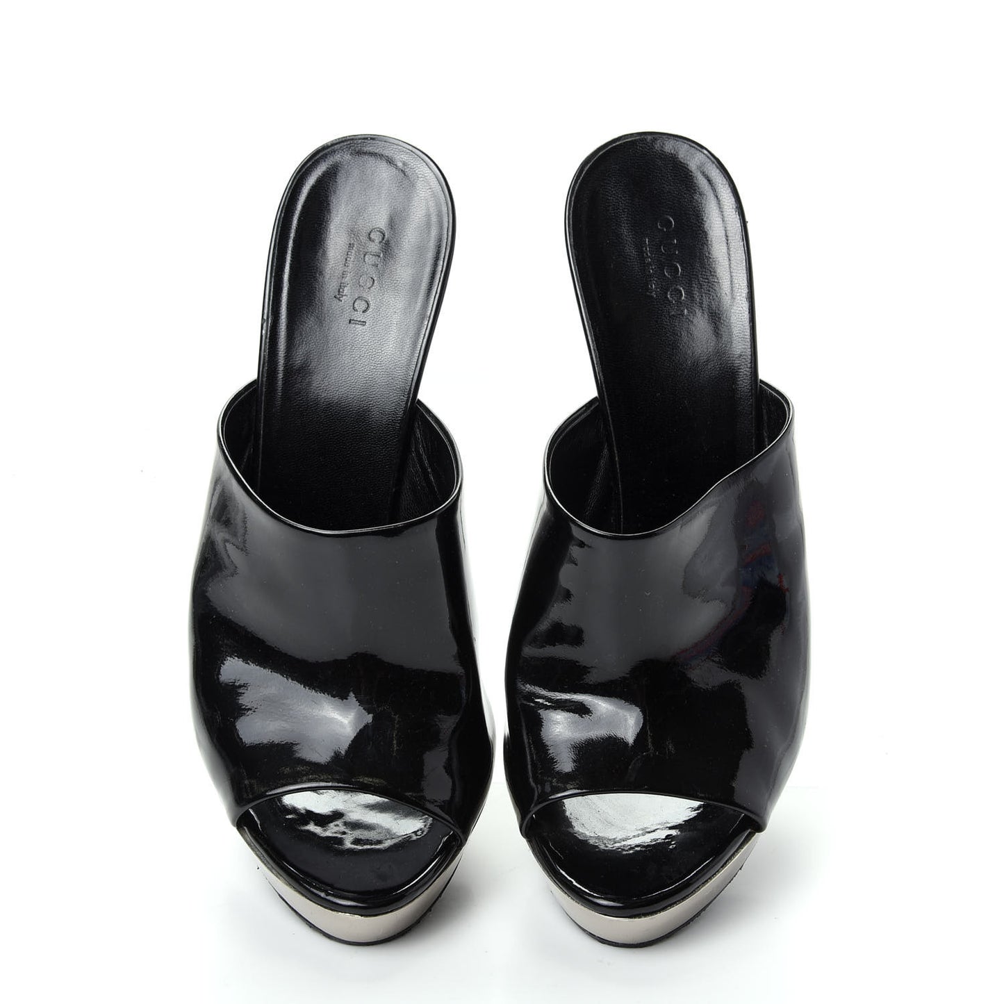 Patent Platform High Heel Slides 8 Black
