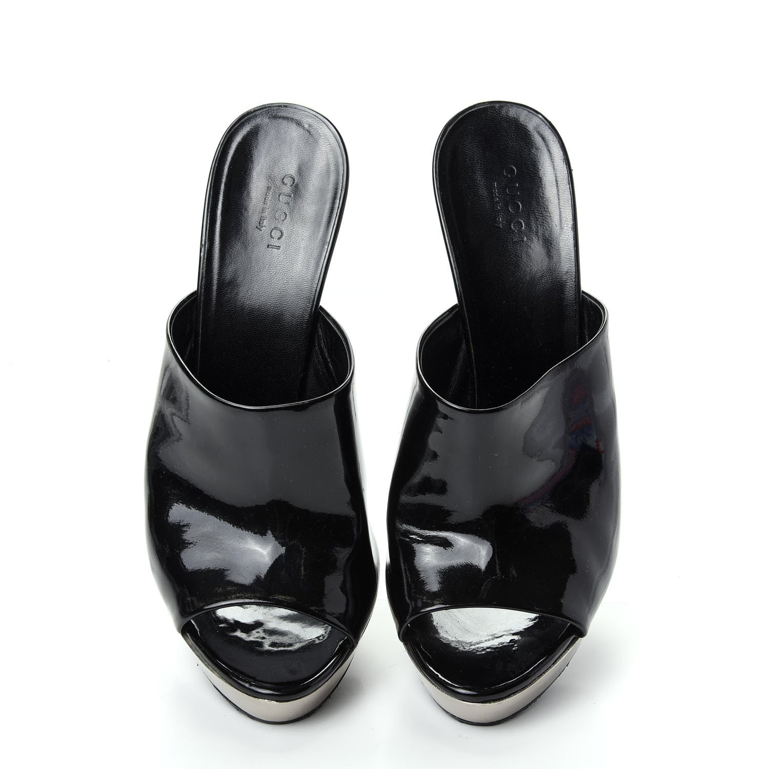 Gucci Patent Platform High Heel Slides 8 Black 5 of 10