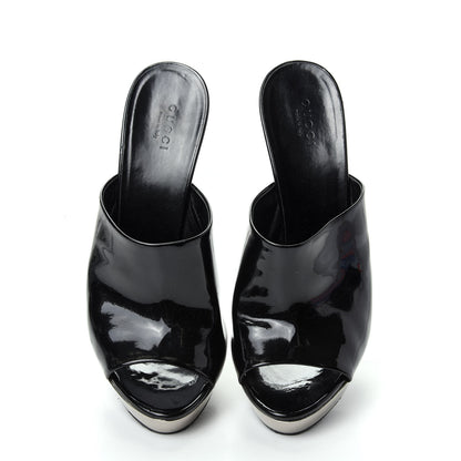 Gucci Patent Platform High Heel Slides 8 Black 5 of 10