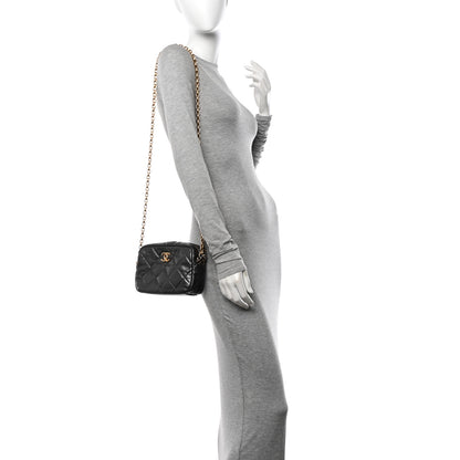 Chanel Metallic Calfskin Pearl Quilted CC Mini Camera Case Ruthenium 2 of 11