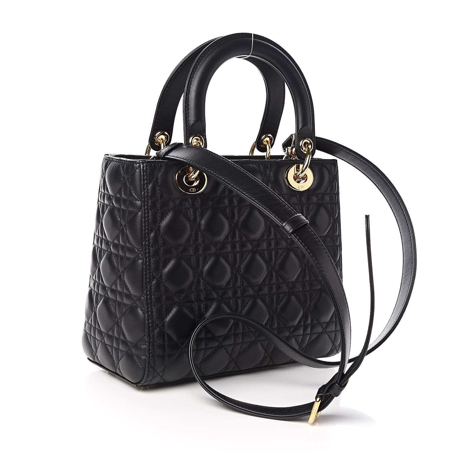 Christian Dior Lambskin Cannage Medium Lady Dior Black 3 of 13