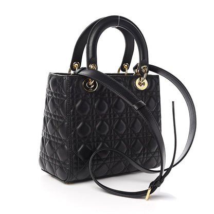 Christian Dior Lambskin Cannage Medium Lady Dior Black 3 of 13