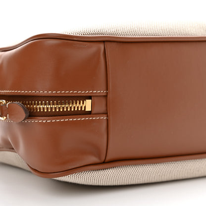 Miu Miu Canvas Calfskin Top Handle Bag Beige Brandy 8 of 10