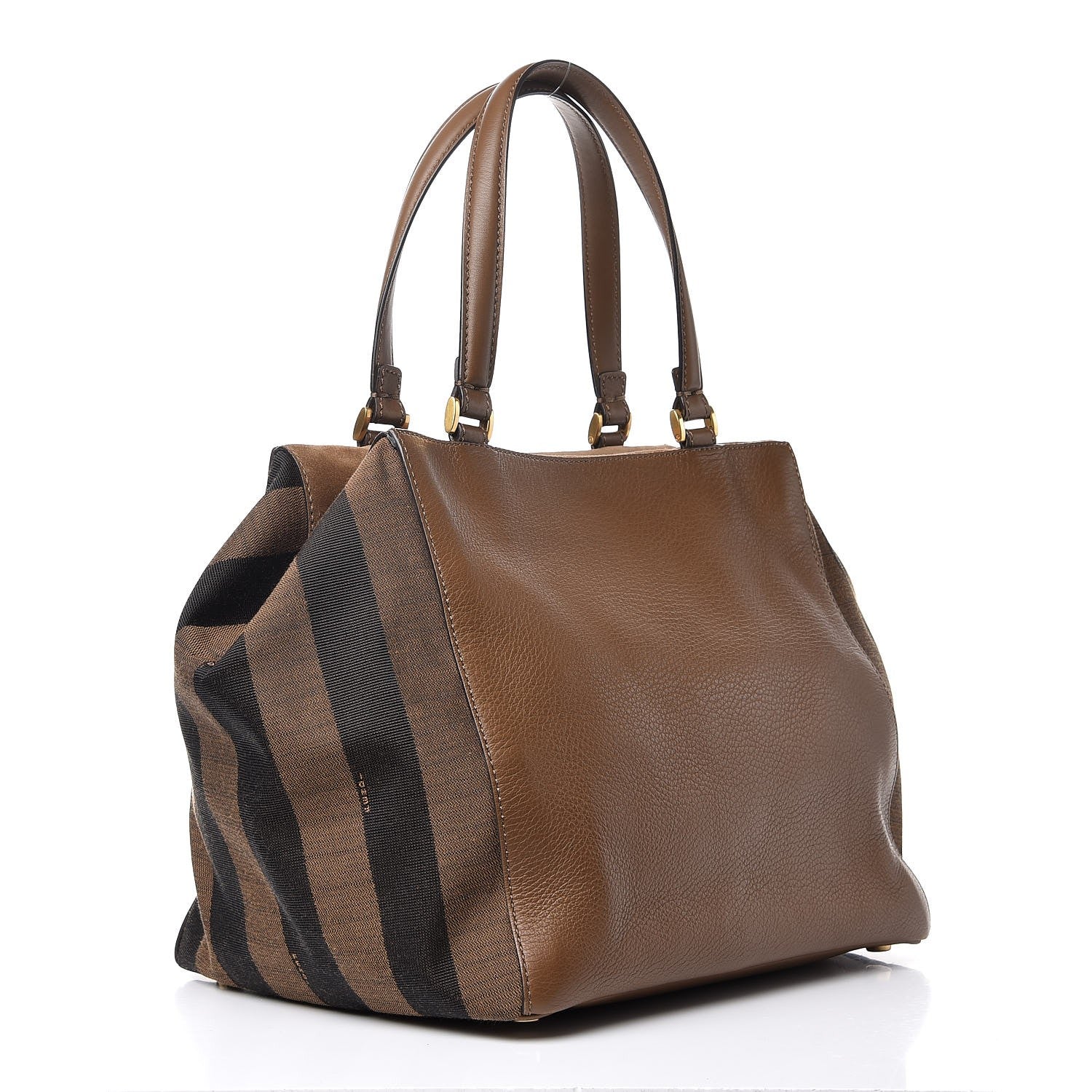 Fendi Pequin Vitello Magnetic Top Satchel Tobacco Foresta 3 of 11