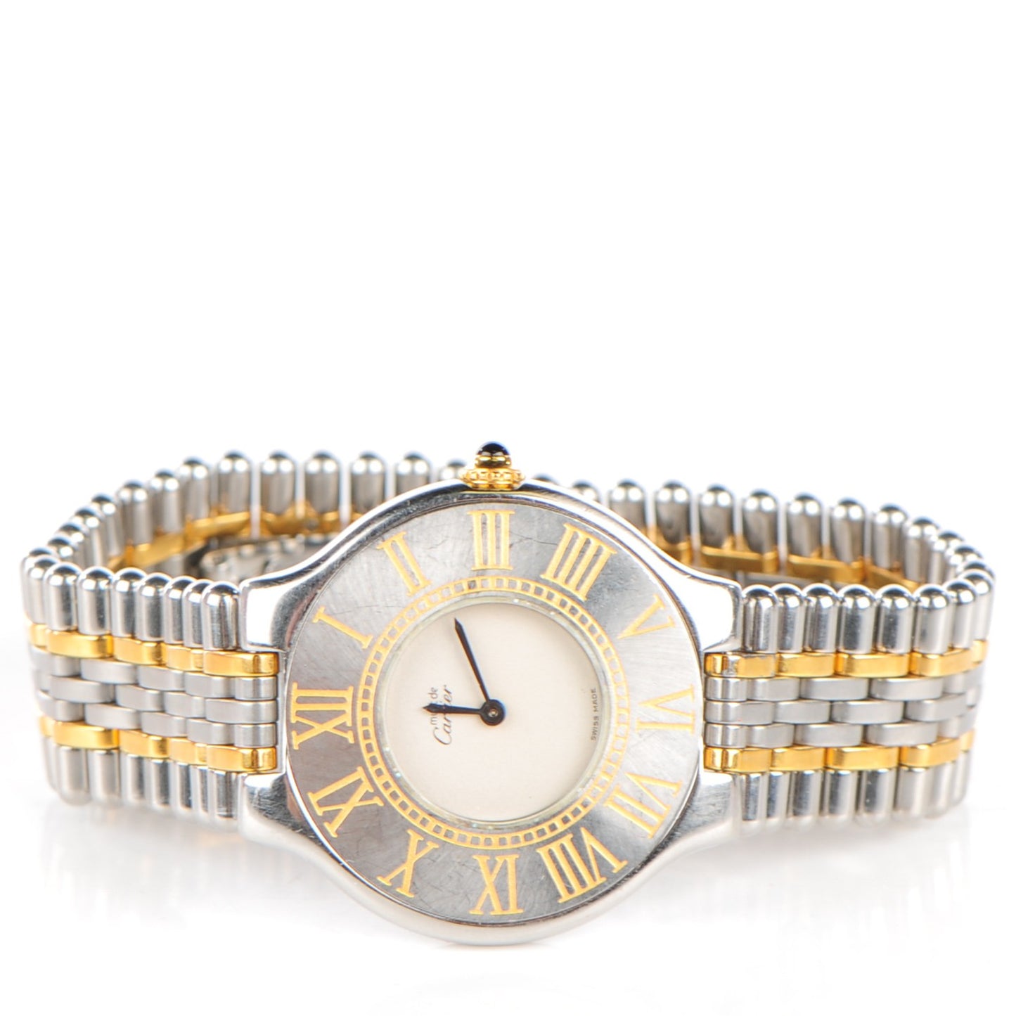 Stainless Steel 18K Yellow Gold 31mm Must De 21 Bullet Link Quartz Watch