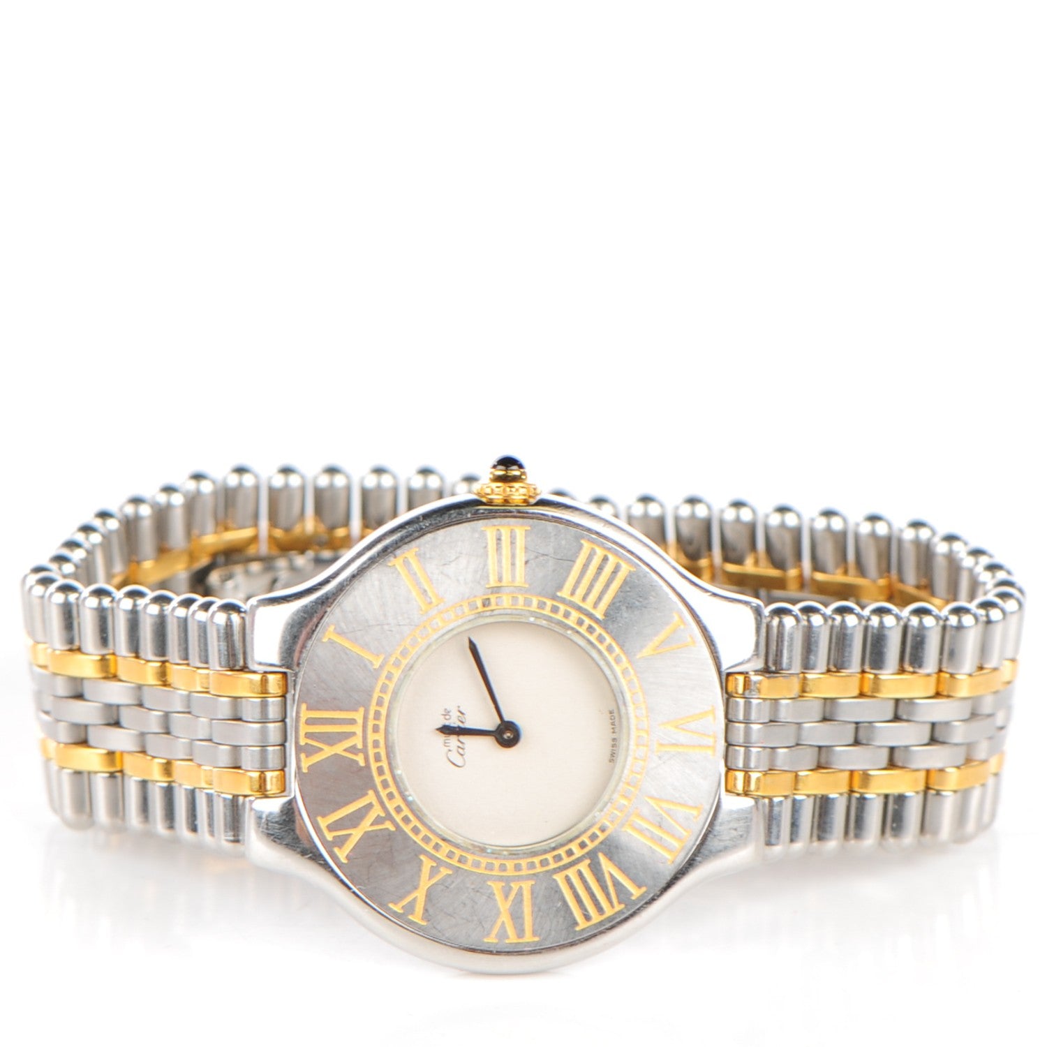 Cartier Stainless Steel 18K Yellow Gold 31mm Must De 21 Bullet Link Quartz Watch 5 of 8