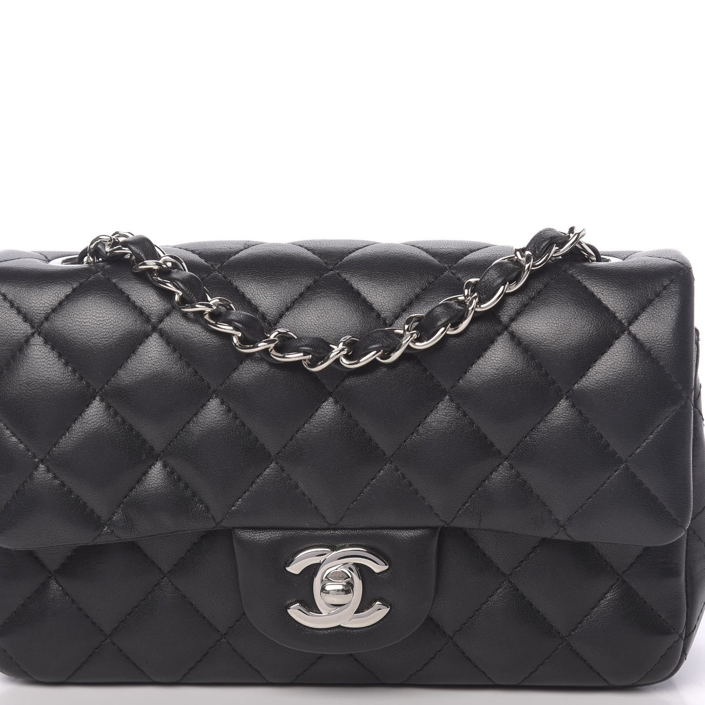 Lambskin Quilted Mini Rectangular Flap Black