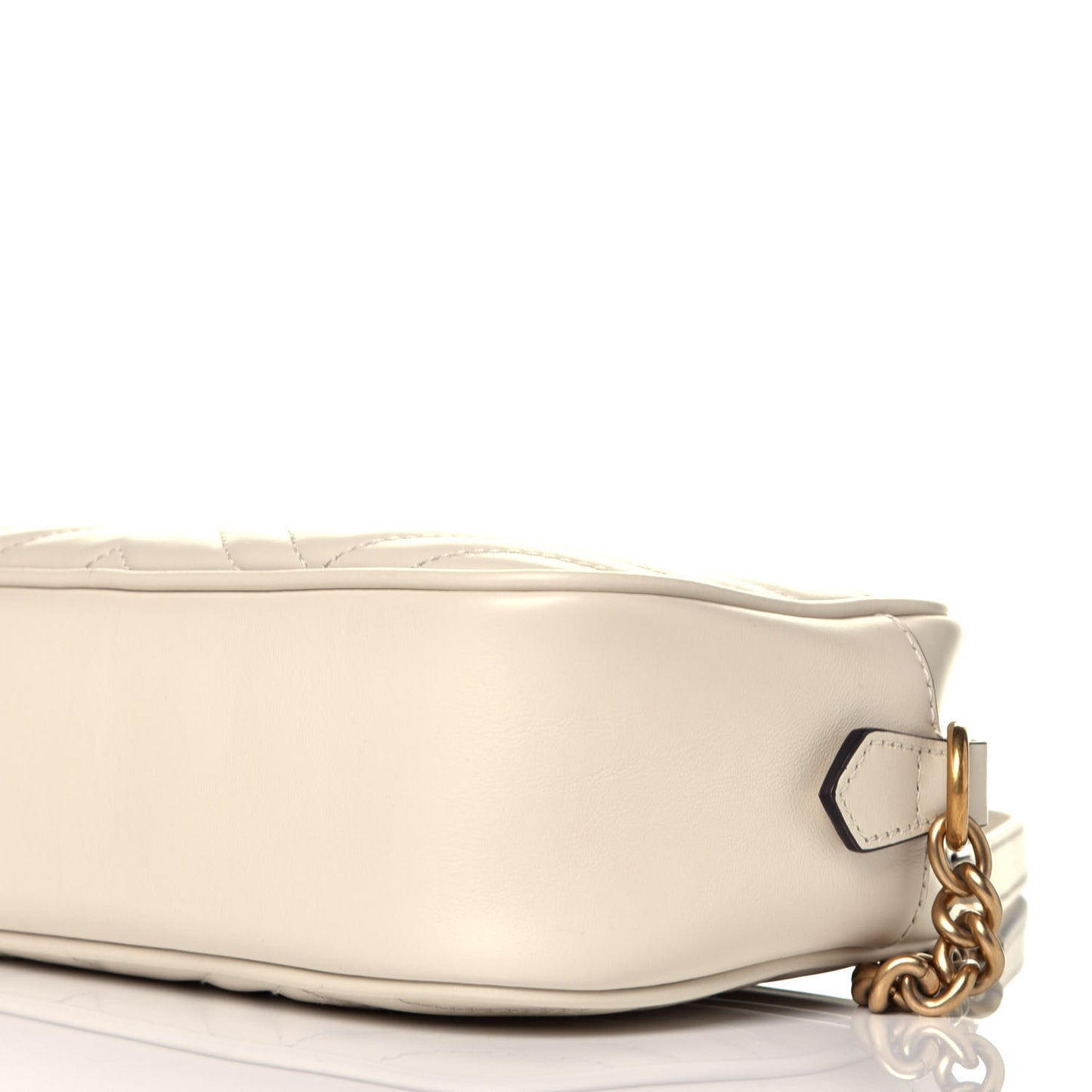 Calfskin Matelasse Small GG Marmont Chain Shoulder Bag White