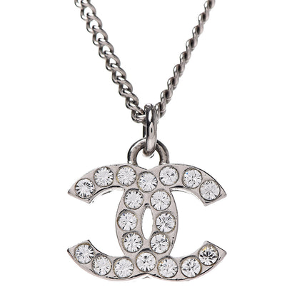 Chanel Crystal Timeless CC Necklace Silver 5 of 5