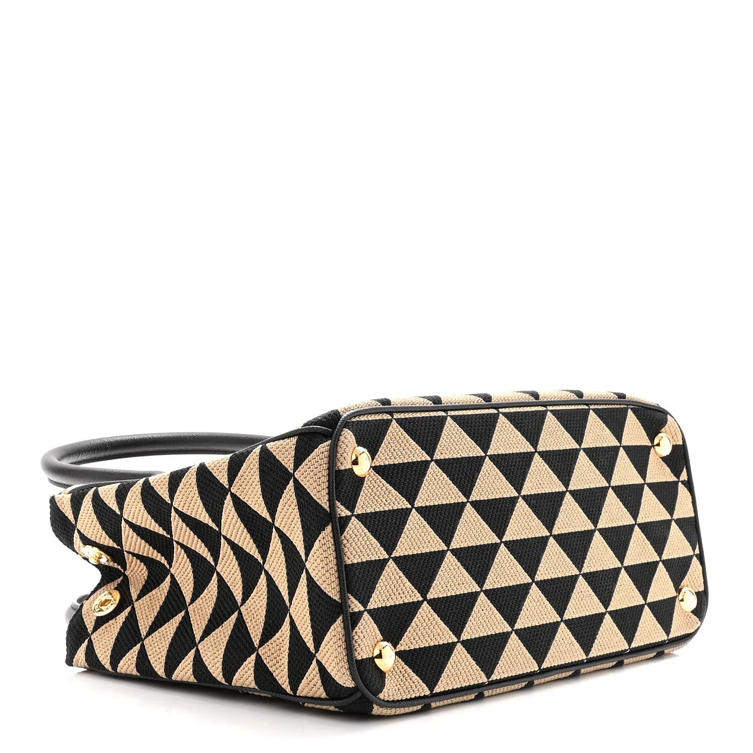 Prada Jacquard Saffiano Triangolo Symbole Embroidered Small Galleria Double Zip Tote Black Corda 4 of 10
