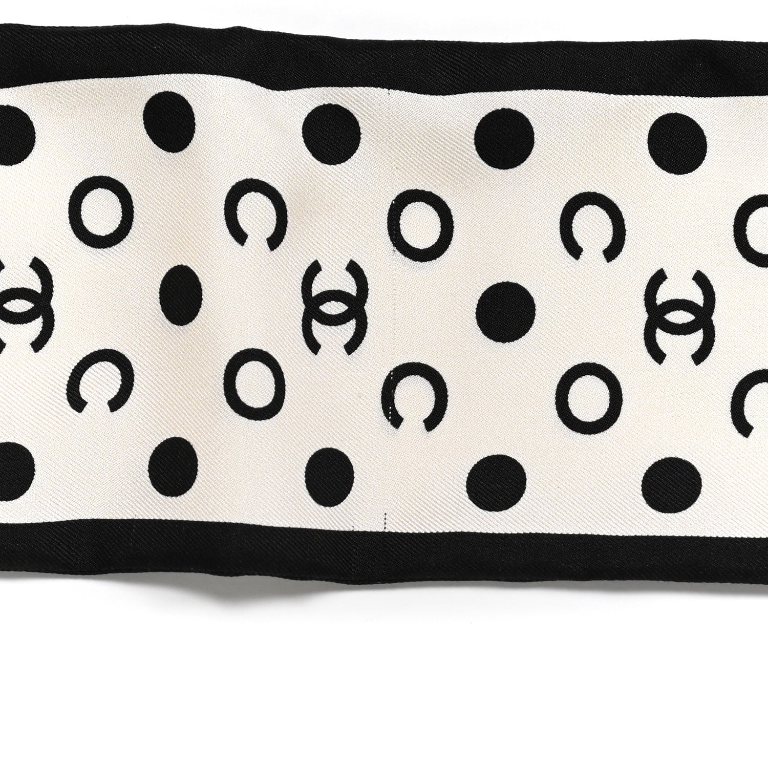 Chanel Silk CC Twilly Hair Tie Ivory Black 4 of 4