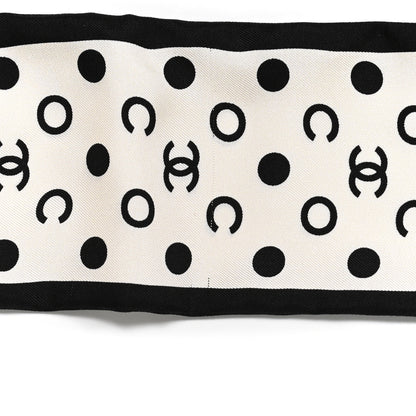 Chanel Silk CC Twilly Hair Tie Ivory Black 4 of 4