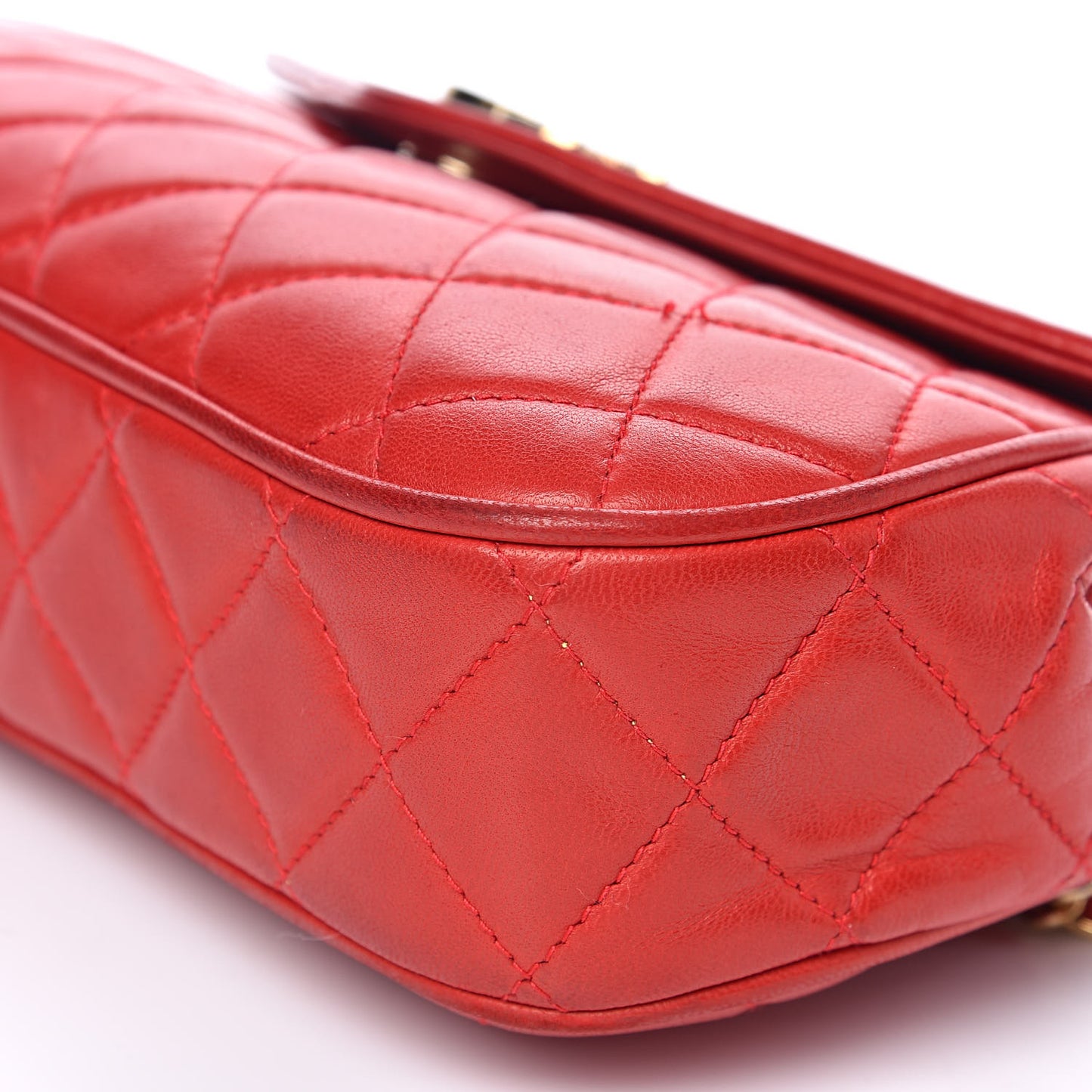 Lambskin Quilted CC Tassel Flap Red
