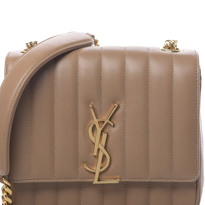 Saint Laurent Lambskin Matelasse Monogram Medium Vicky Chain Bag Brown 9 of 10