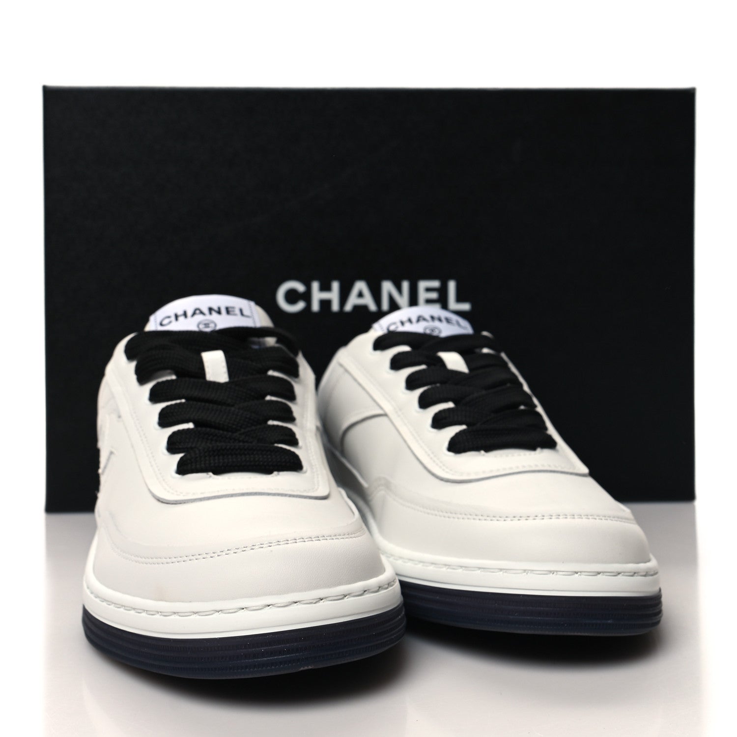 Chanel Calfskin CC Womens Sneakers 39 White Black 8 of 8