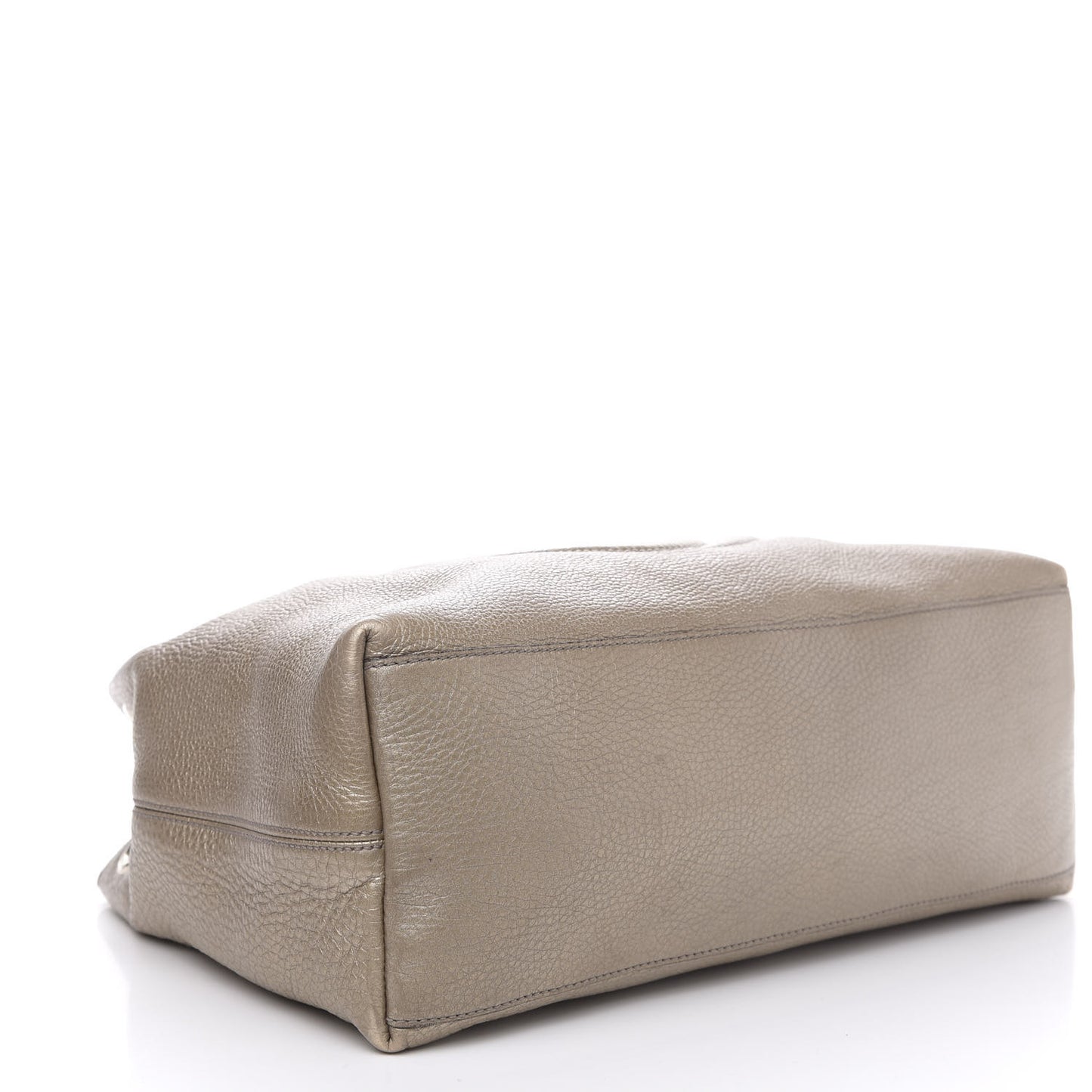 Metallic Pebbled Calfskin Medium Soho Chain Shoulder Bag Golden Beige