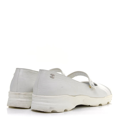 Chanel Patent Calfskin Mary Jane Strap Pumps 39.5 White 4 of 9