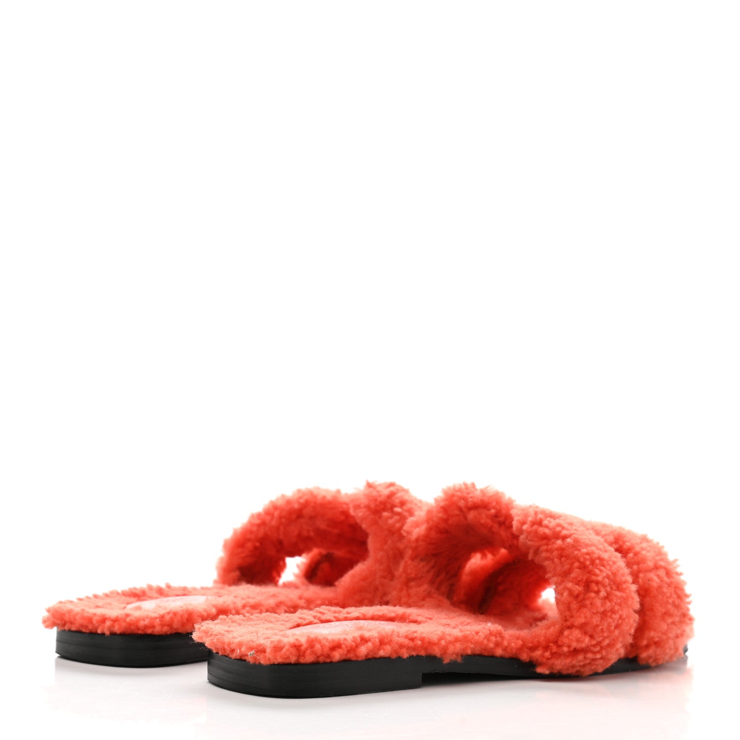 Hermes Woolskin Oran Sandals 38 Orange 4 of 8