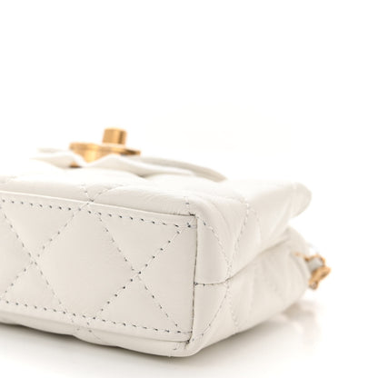 Chanel Shiny Aged Calfskin Quilted Mini Nano Kelly Shopper White 10 of 11