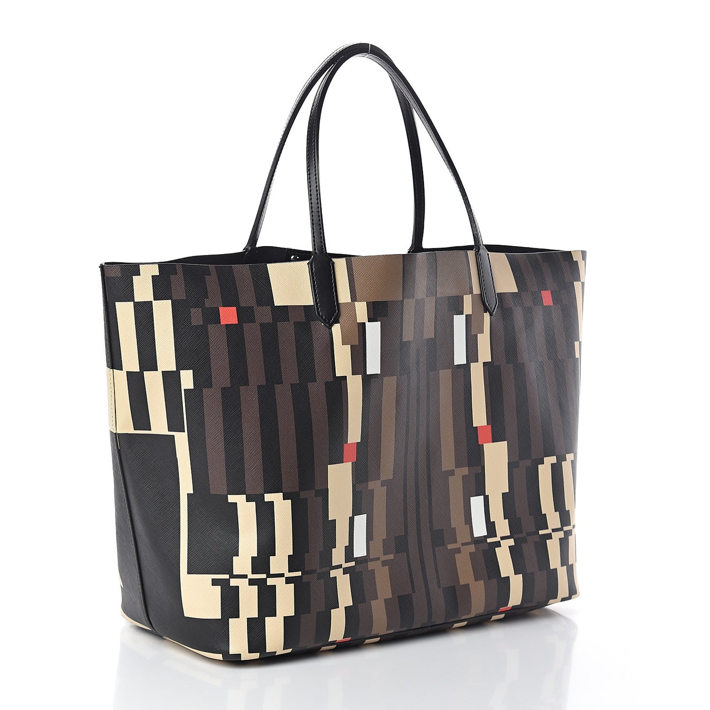 Textured Coated Canvas Print Large Antigona Tote Black
