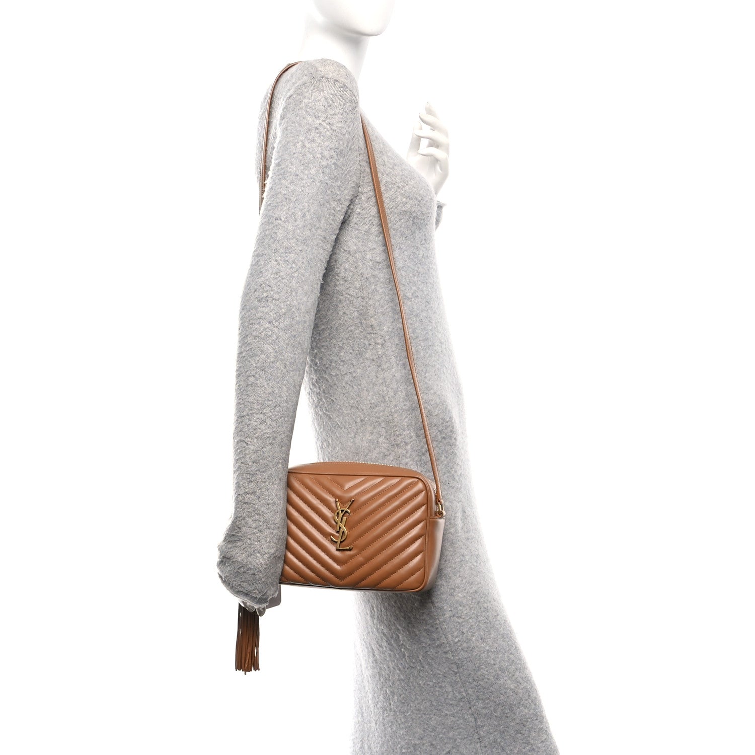 Saint Laurent Calfskin Matelasse Monogram Lou Camera Bag Cinnamon 2 of 10