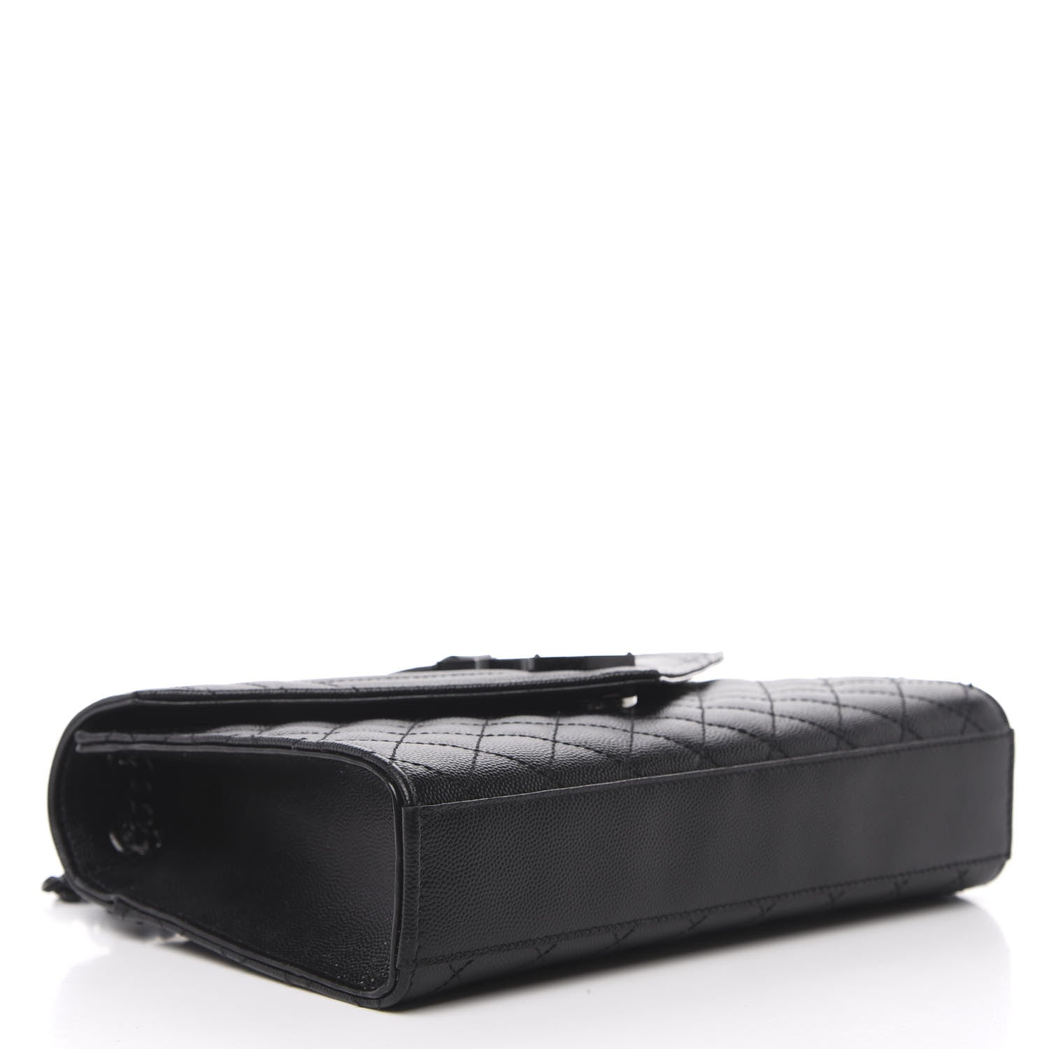 Saint Laurent Grain De Poudre Textured Mixed Matelasse Triquilt Medium Monogram Satchel Black 4 of 11