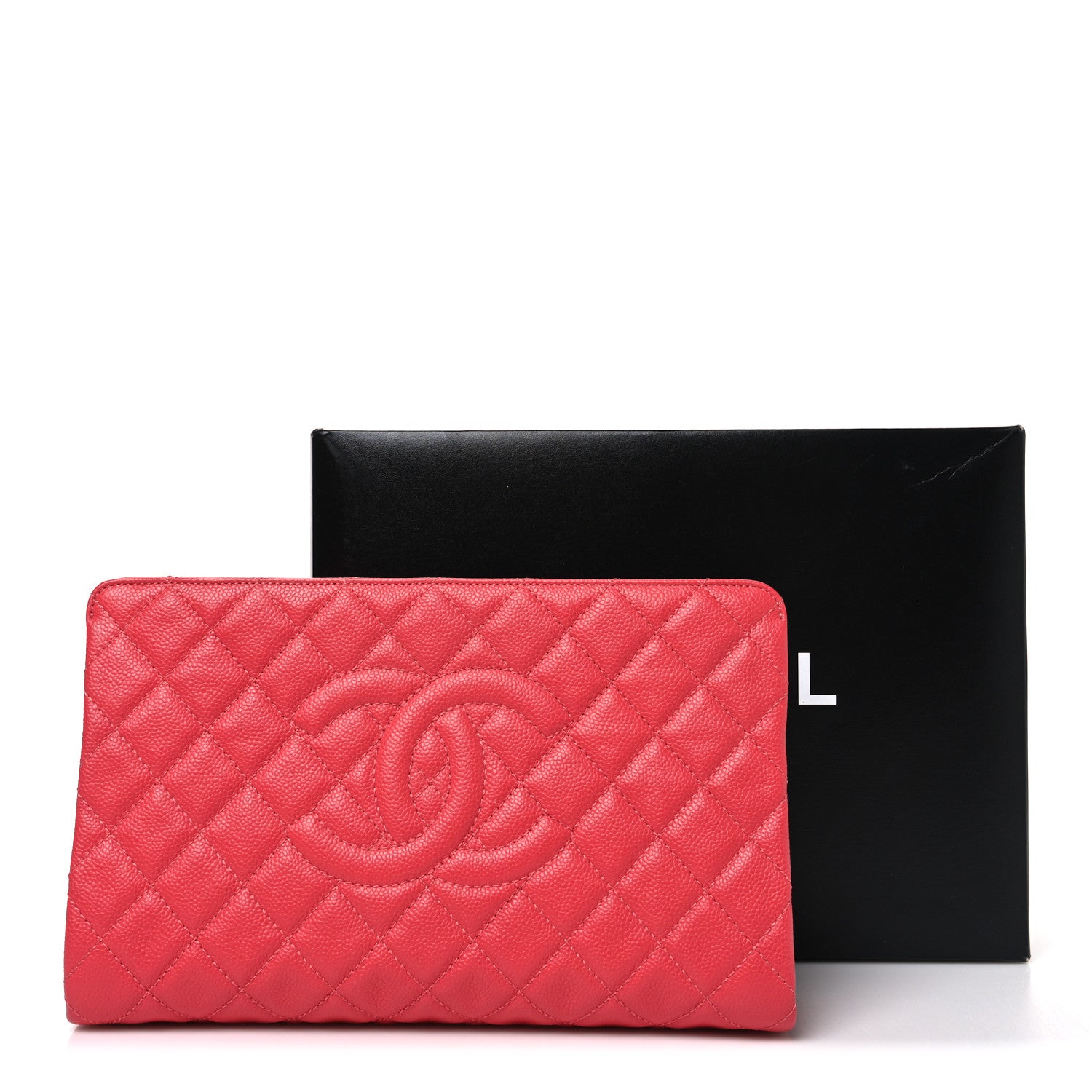Chanel Caviar Quilted CC Large Clutch Coral 8 of 8