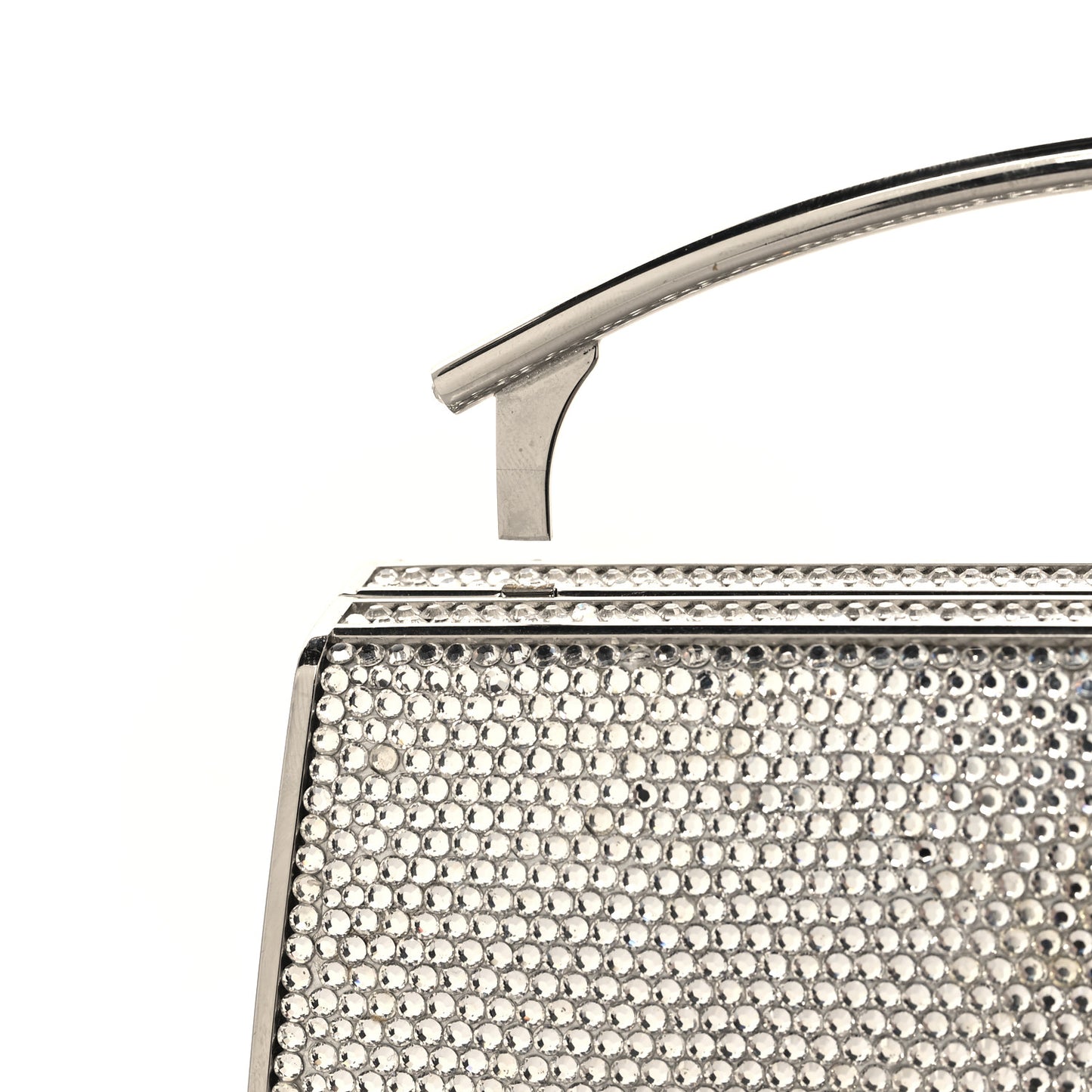 Swarovski Crystal Top Handle Minaudiere Clutch Silver