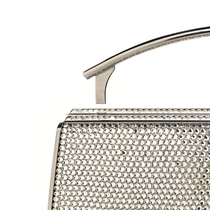 Judith Leiber Swarovski Crystal Top Handle Minaudiere Clutch Silver 16 of 16