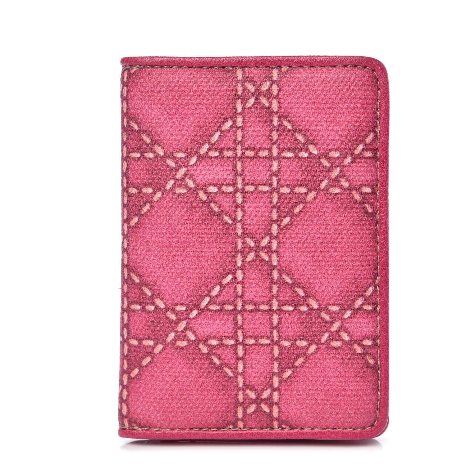 Christian Dior Canvas Cannage Lady Dior Card Holder Pink 1 of 8