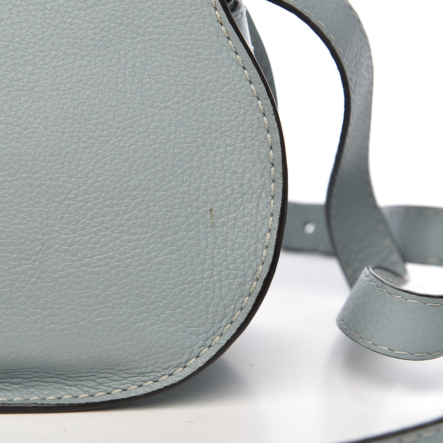 Calfskin Mini Marcie Round Crossbody Bag Faded Blue