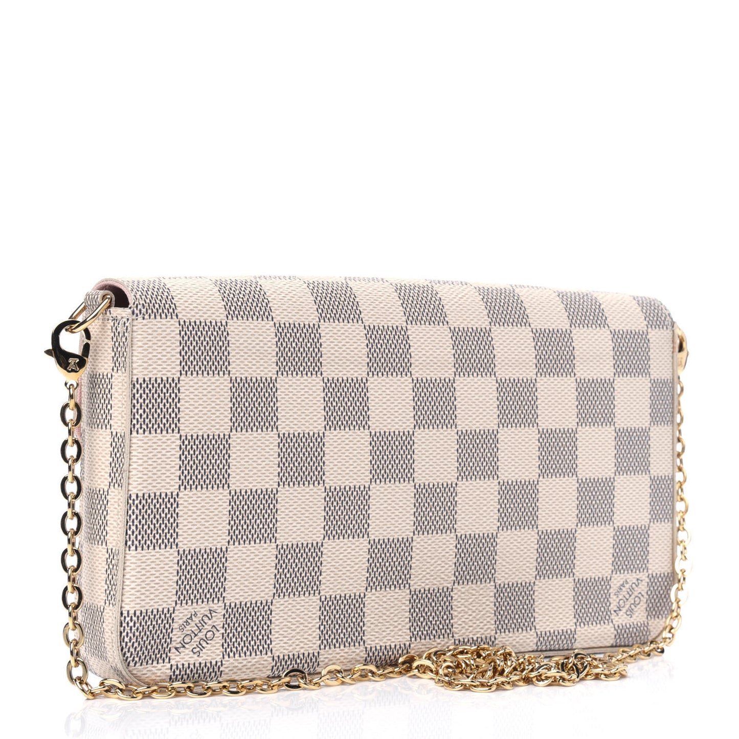 Damier Azur Pochette Felicie Chain Wallet Rose Ballerine